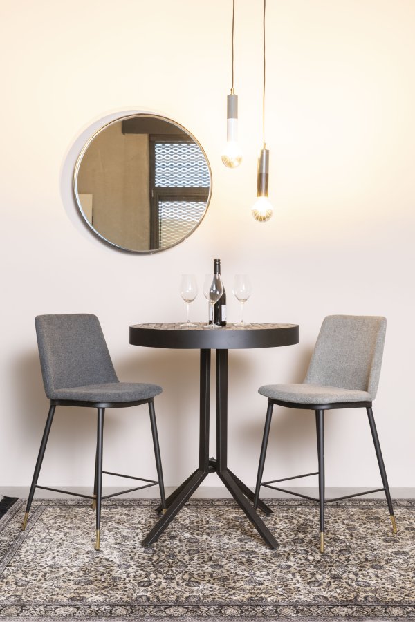 WHITE LABEL LIVING Raj Medium veggspeil, rundt - speilglass og sort stl (60)