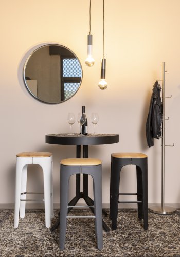 WHITE LABEL LIVING Raj Medium veggspeil, rundt - speilglass og sort stl (60)