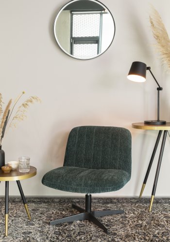 WHITE LABEL LIVING Raj Medium veggspeil, rundt - speilglass og sort stl (60)