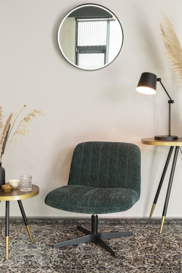 WHITE LABEL LIVING Raj Medium veggspeil, rundt - speilglass og sort stl (60)