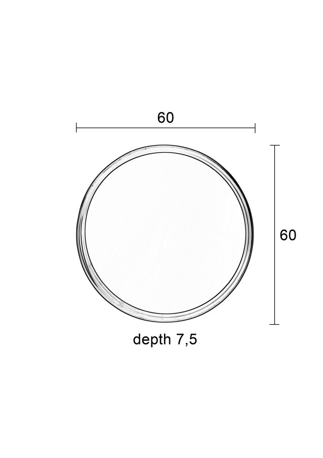 WHITE LABEL LIVING Raj Medium veggspeil, rundt - speilglass og sort stl (60)