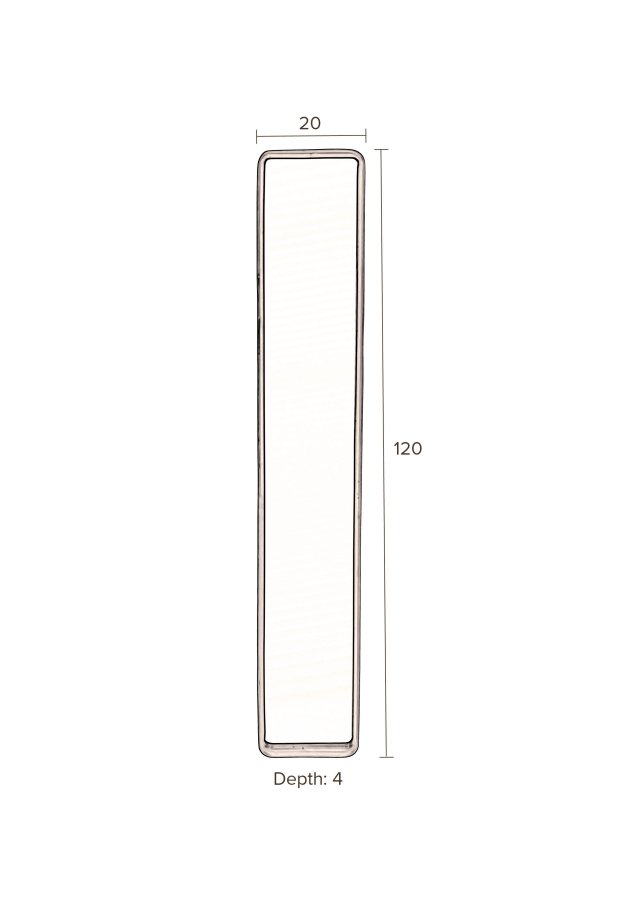 DUTCHBONE Blackbeam Wandspiegel, rechteckig – Spiegelglas und schwarzes Eisen (120x20)