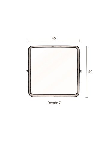 DUTCHBONE Poke veggspeil M, firkantet - speilglass og svart jern (41x41)