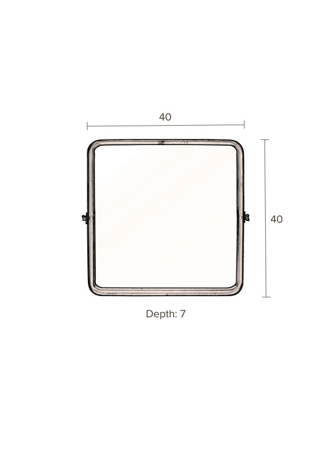 DUTCHBONE Poke veggspeil M, firkantet - speilglass og svart jern (41x41)