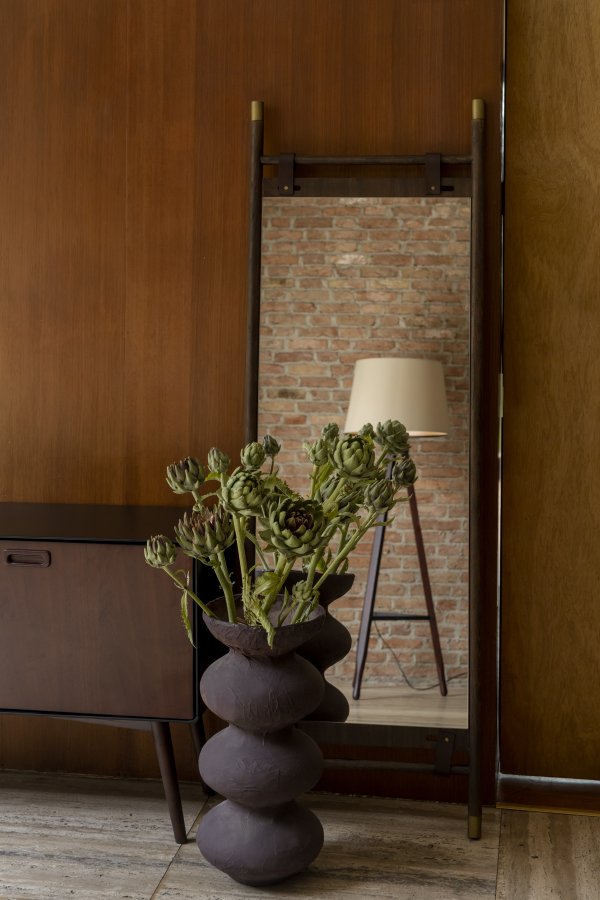 DUTCHBONE Riva gulvspeil, rektangulrt - speilglass og brunt bketre (180x60)