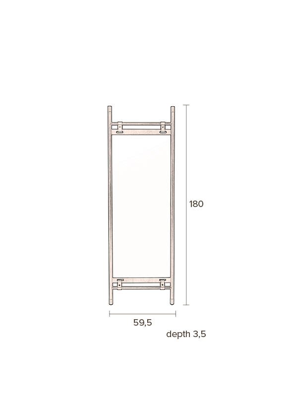 DUTCHBONE Riva gulvspeil, rektangulrt - speilglass og brunt bketre (180x60)