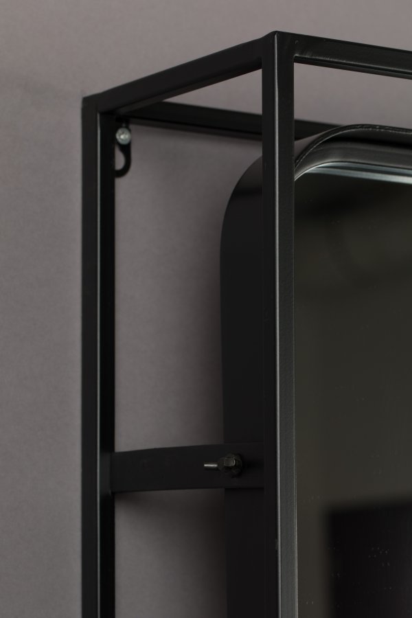 DUTCHBONE Langres veggspeil M, med klesstativ - speilglass, naturlig tre og svart jern (165x53)