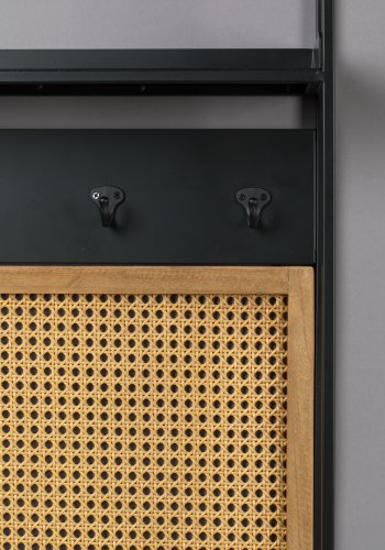 DUTCHBONE Langres veggspeil M, med klesstativ - speilglass, naturlig tre og svart jern (165x53)