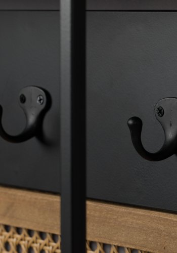 DUTCHBONE Langres veggspeil M, med klesstativ - speilglass, naturlig tre og svart jern (165x53)