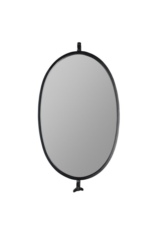 WHITE LABEL LIVING Lara veggspeil, ovalt - speilglass og svart jern (48x34)