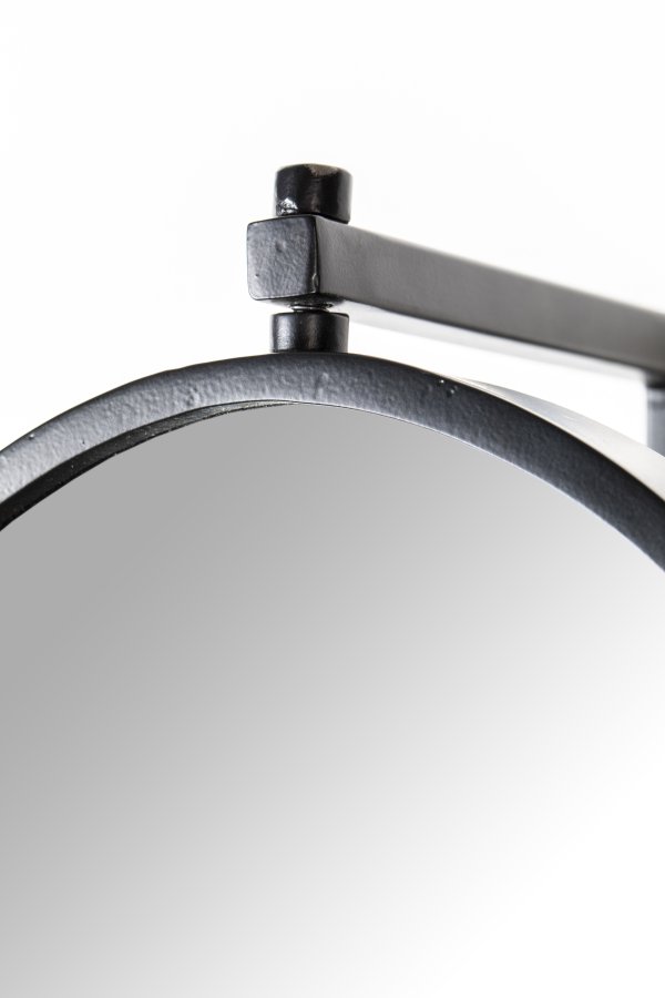 WHITE LABEL LIVING Lara veggspeil, ovalt - speilglass og svart jern (48x34)