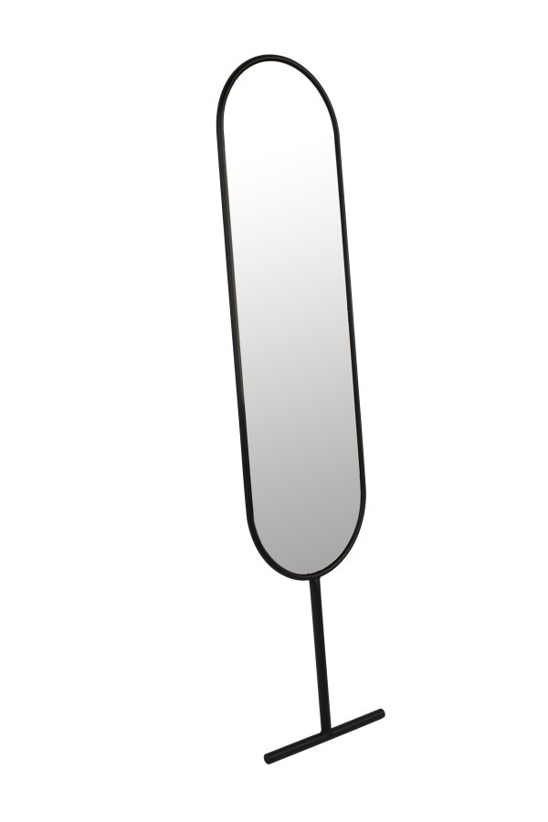 ZUIVER Tess gulvspeil, ovalt - speilglass og sort stl (165x38,5)