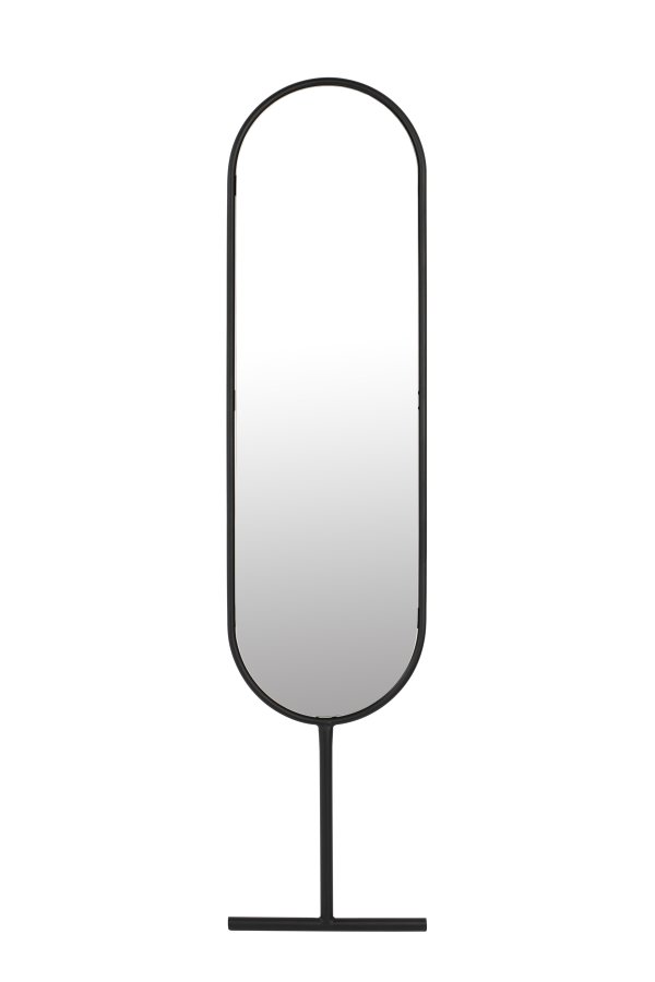 ZUIVER Tess gulvspeil, ovalt - speilglass og sort stl (165x38,5)