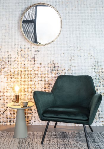 WHITE LABEL LIVING Matz veggspeil, rundt - speilglass og antikk messingjern (60)