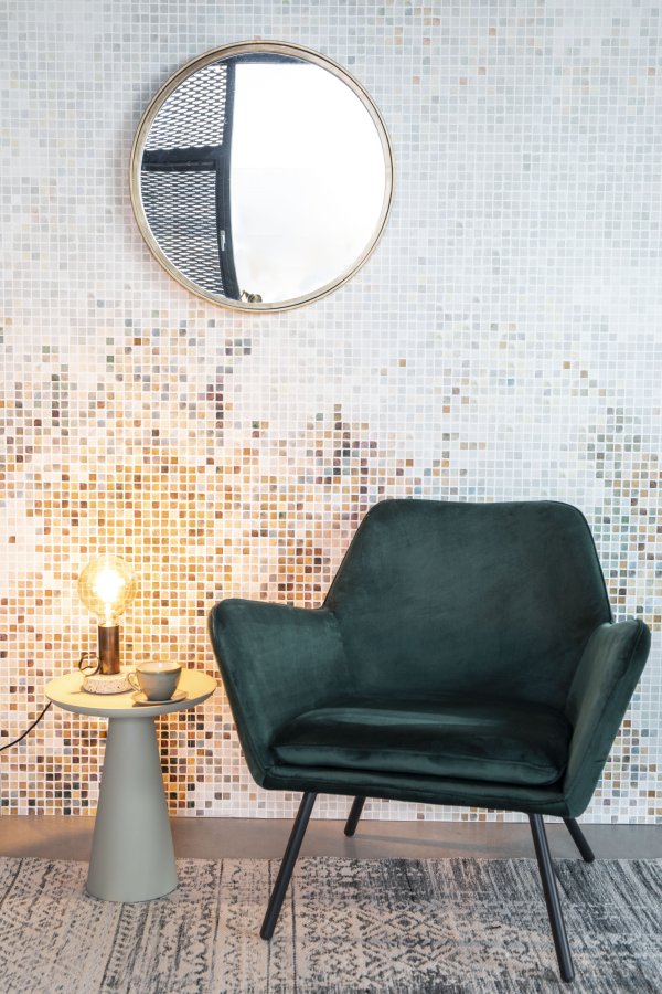 WHITE LABEL LIVING Matz veggspeil, rundt - speilglass og antikk messingjern (60)