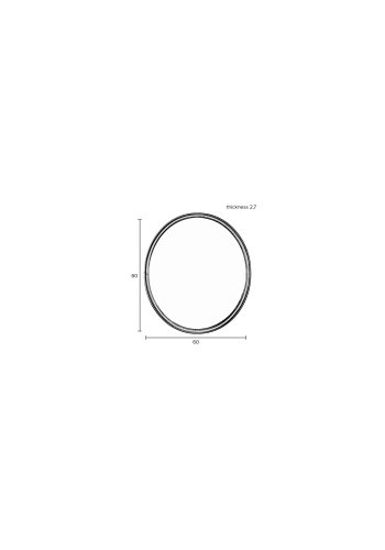 WHITE LABEL LIVING Matz veggspeil, rundt - speilglass og antikk messingjern (60)