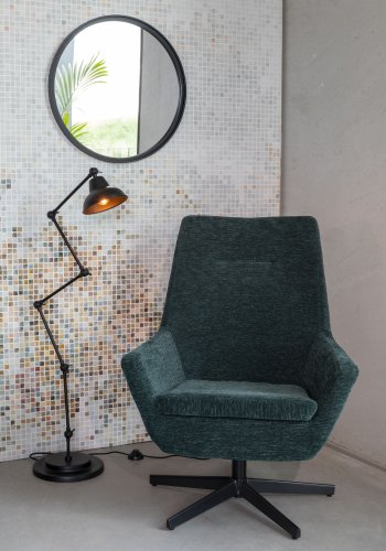 WHITE LABEL LIVING Matz veggspeil, rundt - speilglass og svart jern (60)