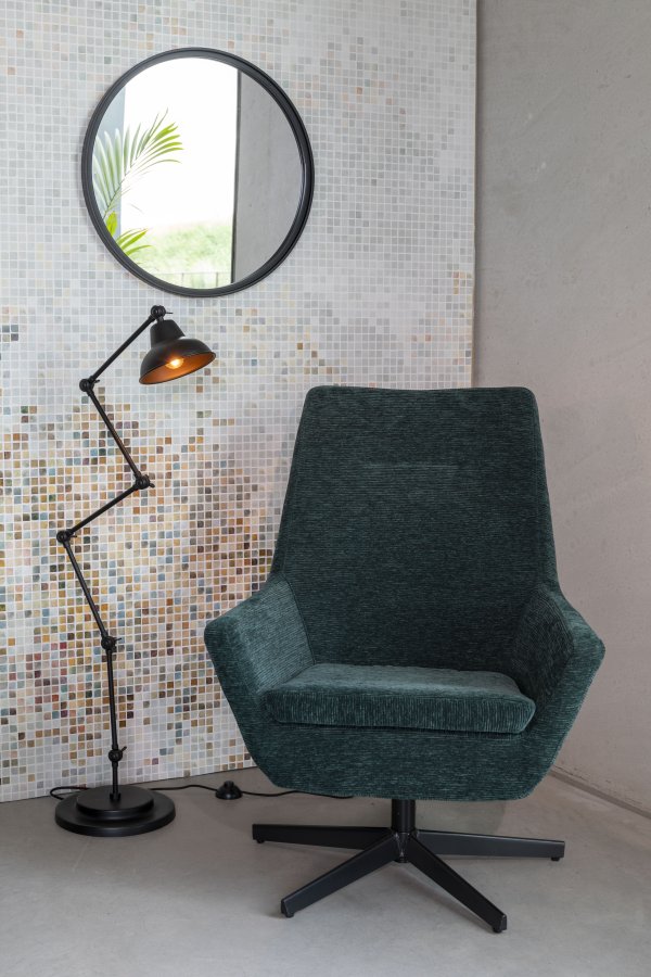 WHITE LABEL LIVING Matz veggspeil, rundt - speilglass og svart jern (60)