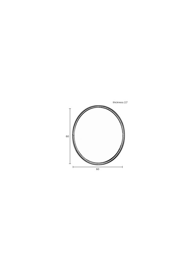 WHITE LABEL LIVING Matz veggspeil, rundt - speilglass og svart jern (60)