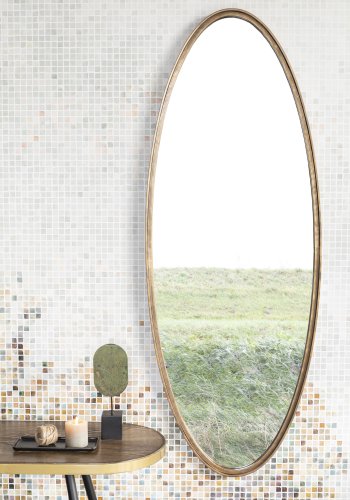 WHITE LABEL LIVING Matz L veggspeil, oval - speilglass og antikk messingjern (160x60)