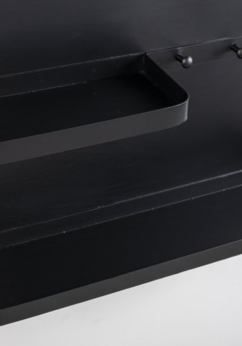 WHITE LABEL LIVING Pascal L veggspeil, m. 2 hyller, 3 kroker, skjerfstang - svart jern (108x53)