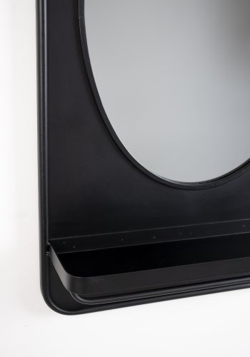 WHITE LABEL LIVING Pascal M veggspeil, m hylle - speilglass og sort jern (80x50)