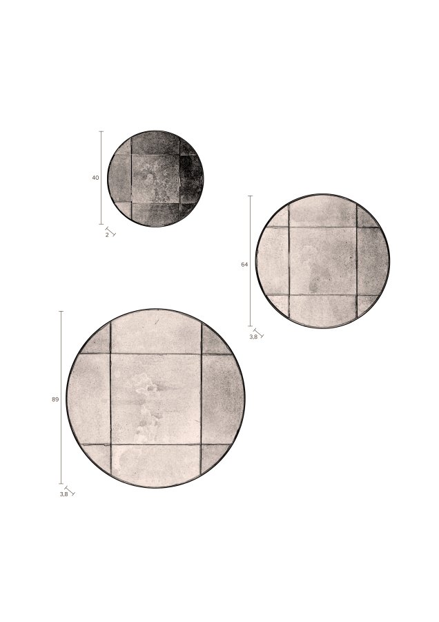 DUTCHBONE Mado veggspeil M, rundt - speilglass og grtt tre (60)