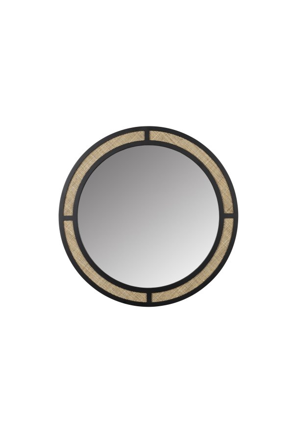WHITE LABEL LIVING Aida veggspeil, rundt - speilglass, rotting og svart jern (76)