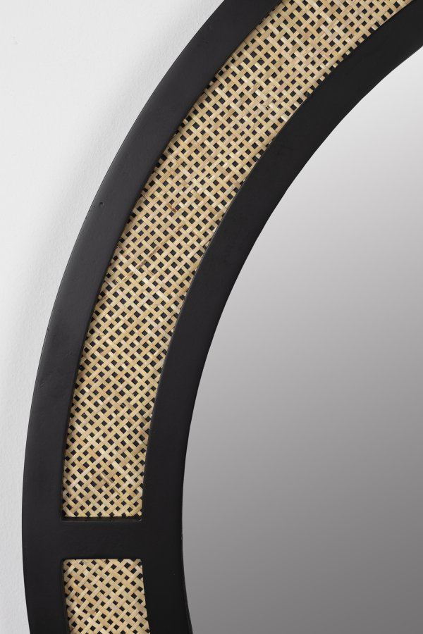 WHITE LABEL LIVING Aida veggspeil, rundt - speilglass, rotting og svart jern (76)