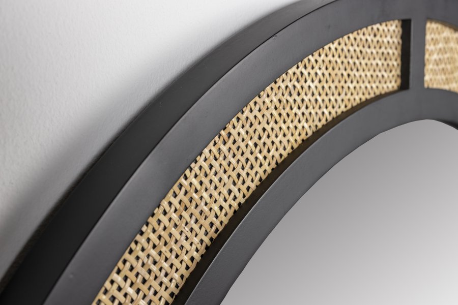 WHITE LABEL LIVING Aida veggspeil, rundt - speilglass, rotting og svart jern (76)