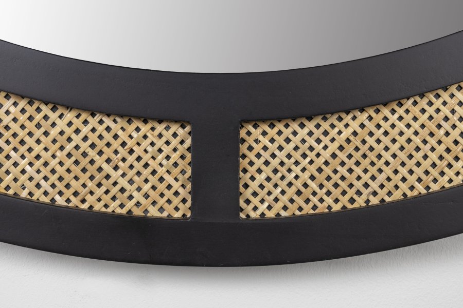 WHITE LABEL LIVING Aida veggspeil, rundt - speilglass, rotting og svart jern (76)