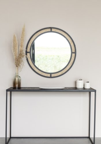 WHITE LABEL LIVING Aida veggspeil, rundt - speilglass, rotting og svart jern (76)