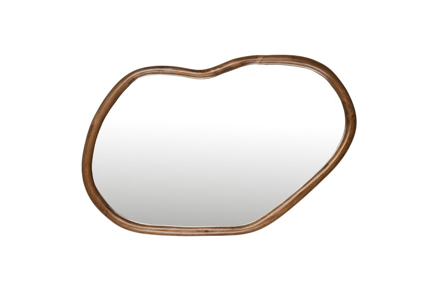 DUTCHBONE Ashley Wandspiegel, organisch – Spiegelglas und walnussfarbenes Mangoholz (100x73)