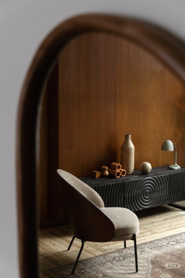 DUTCHBONE Ashley Wandspiegel, organisch – Spiegelglas und walnussfarbenes Mangoholz (100x73)