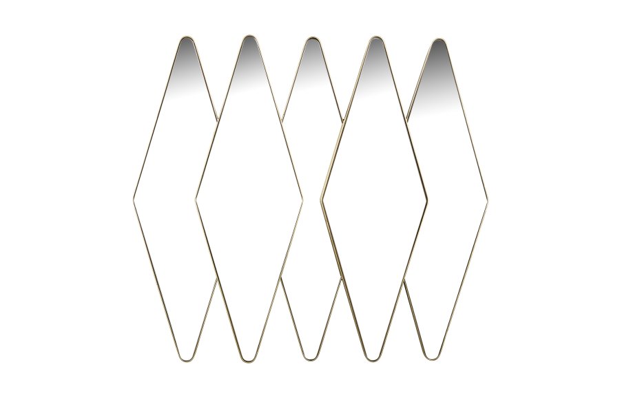 DUTCHBONE Kyoko veggspeil, diamantformet - speilglass og messingjern (70x77)