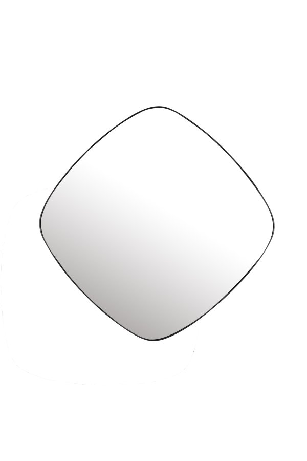WHITE LABEL LIVING Mila veggspeil, firkantet - speilglass og svart metall (50x50)