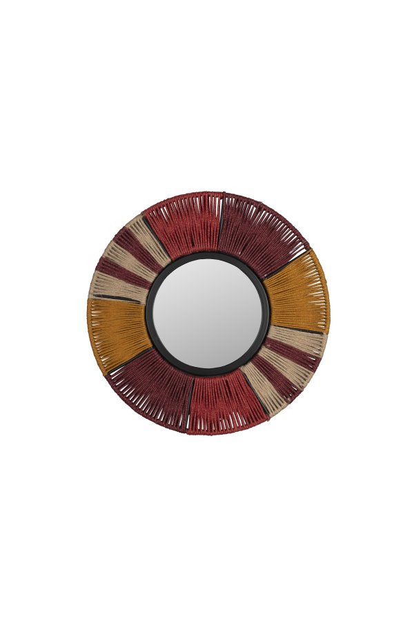DUTCHBONE Surya veggspeil S, rundt - speilglass, flerfarget tau og jern (40)