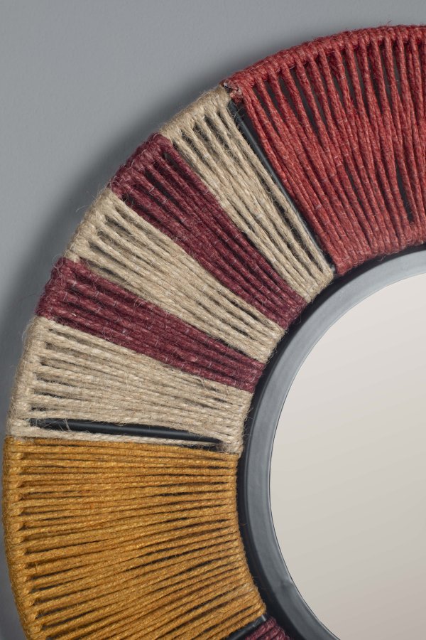 DUTCHBONE Surya veggspeil S, rundt - speilglass, flerfarget tau og jern (40)