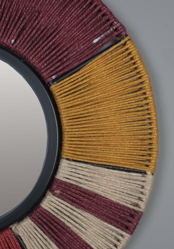 DUTCHBONE Surya veggspeil S, rundt - speilglass, flerfarget tau og jern (40)