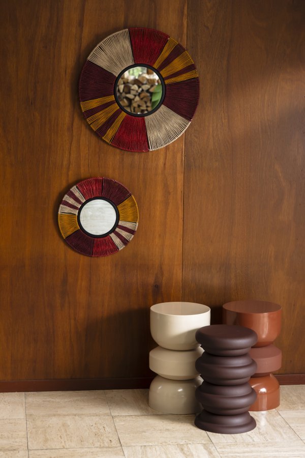 DUTCHBONE Surya veggspeil S, rundt - speilglass, flerfarget tau og jern (40)