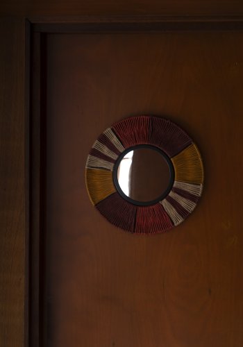 DUTCHBONE Surya veggspeil S, rundt - speilglass, flerfarget tau og jern (40)