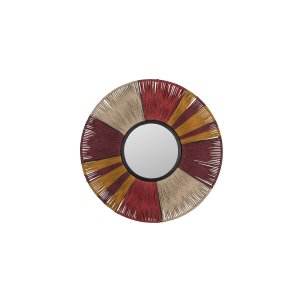 DUTCHBONE Surya vgspejl L, rund - spejlglas, multifarvet reb og jern (60)