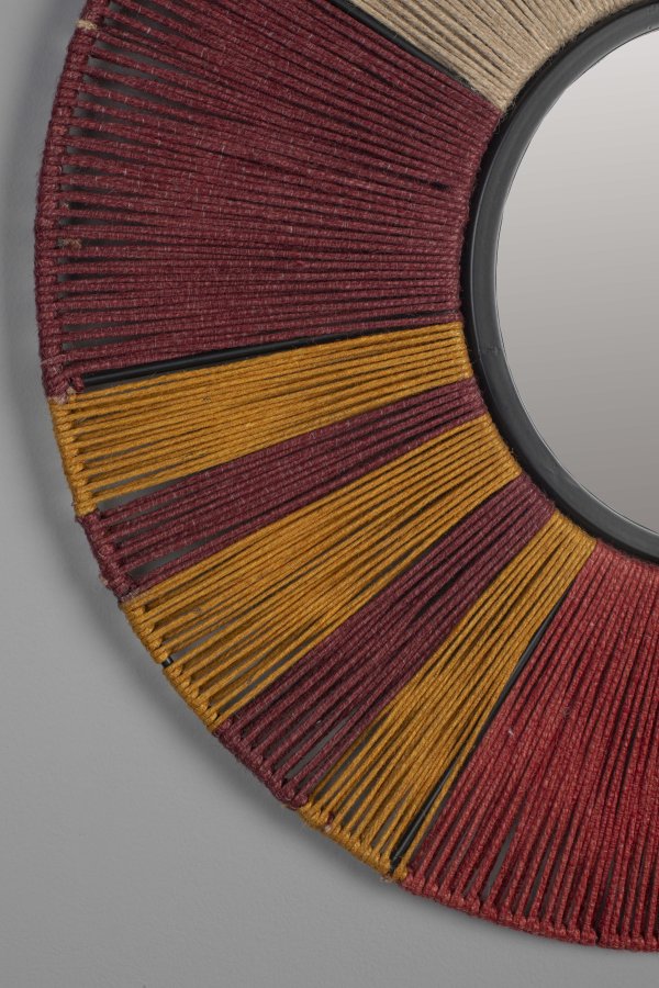 DUTCHBONE Surya veggspeil L, rundt - speilglass, flerfarget tau og jern (60)