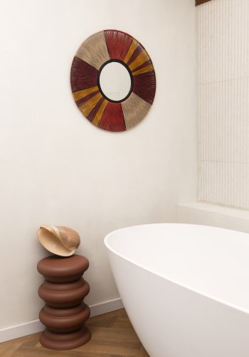 DUTCHBONE Surya veggspeil L, rundt - speilglass, flerfarget tau og jern (60)