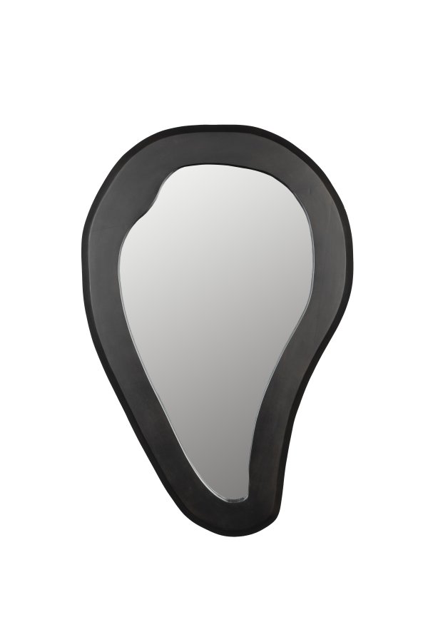 DUTCHBONE Aren Wandspiegel L, organisch – Spiegelglas und schwarzes Mangoholz (92x61)