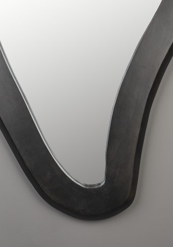 DUTCHBONE Aren Wandspiegel L, organisch – Spiegelglas und schwarzes Mangoholz (92x61)