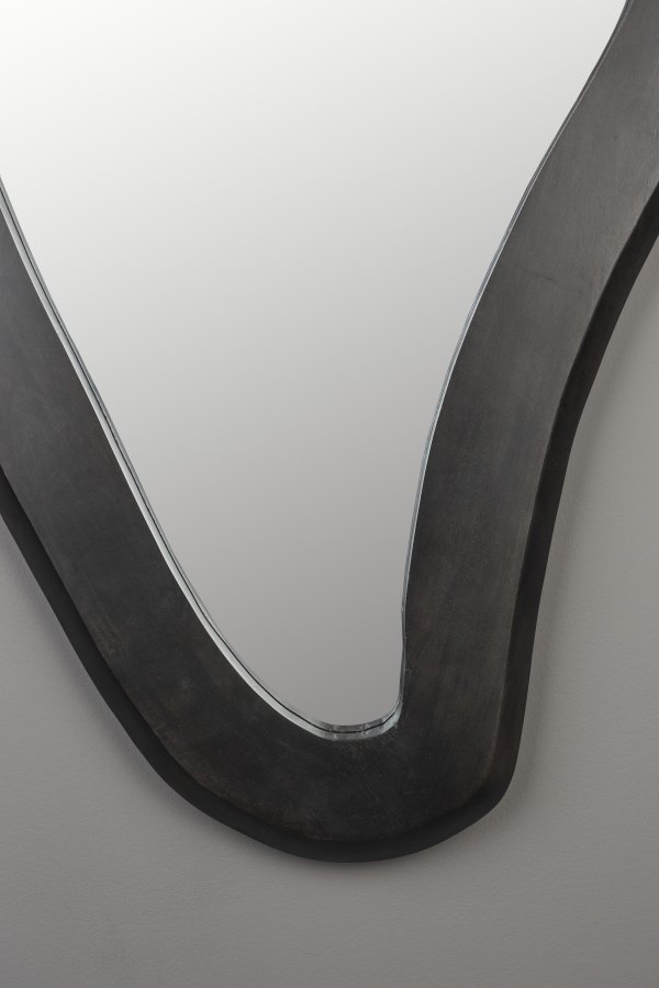 DUTCHBONE Aren Wandspiegel L, organisch – Spiegelglas und schwarzes Mangoholz (92x61)