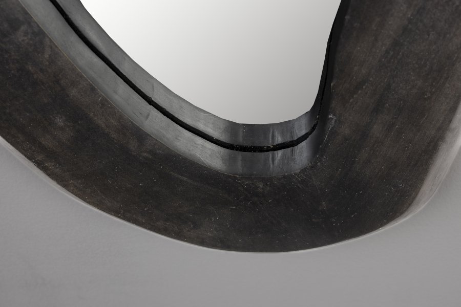 DUTCHBONE Aren Wandspiegel L, organisch – Spiegelglas und schwarzes Mangoholz (92x61)