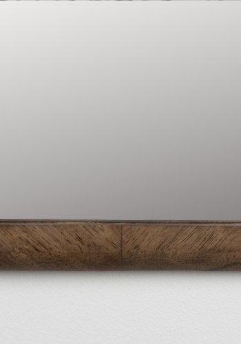 WHITE LABEL LIVING Nyko M veggspeil, rektangulrt - speilglass og brunt gummitre (120x26)