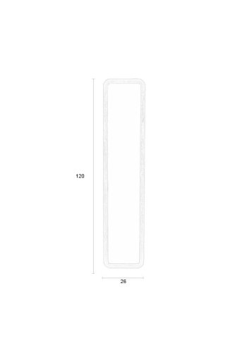 WHITE LABEL LIVING Nyko M veggspeil, rektangulrt - speilglass og brunt gummitre (120x26)